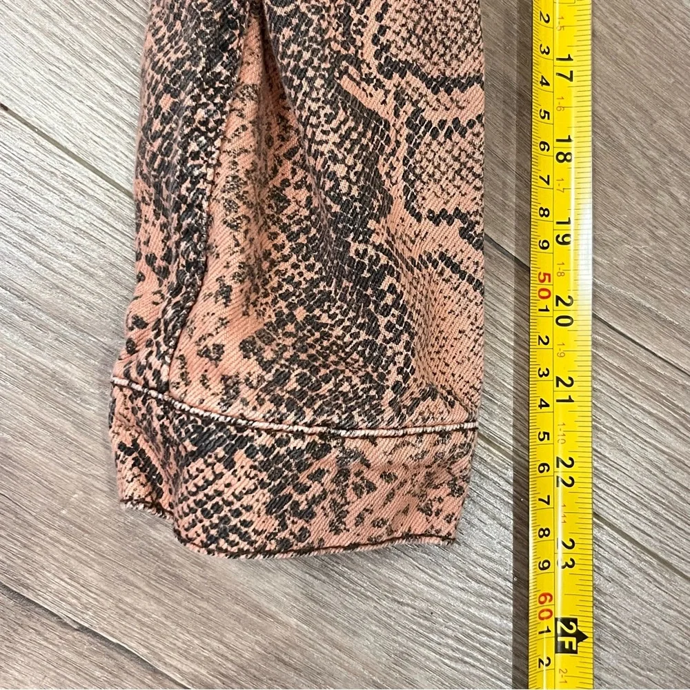 Free People Jacket Women's Medium Brown Black Denim Trucker Snake Skin Collared - Picture 10 of 13